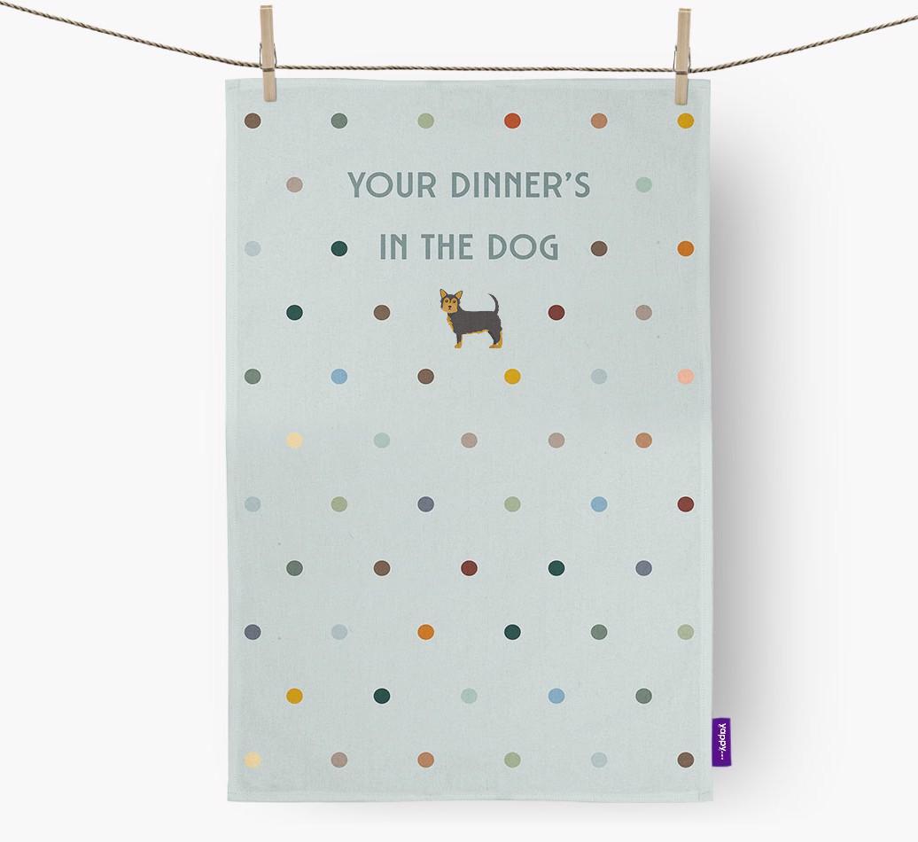 ‘Your Dinner's in The Dog’ - Dish Towel with {breedFullName} Icon