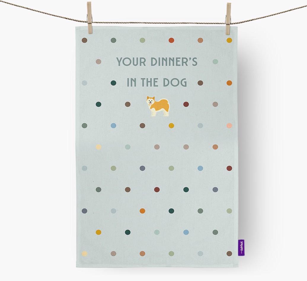 ‘Your Dinner's in The Dog’ - Dish Towel with {breedFullName} Icon