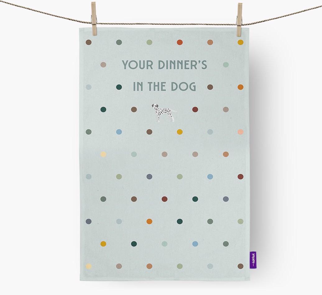 ‘Your Dinner's in The Dog’ - Dish Towel with {breedFullName} Icon