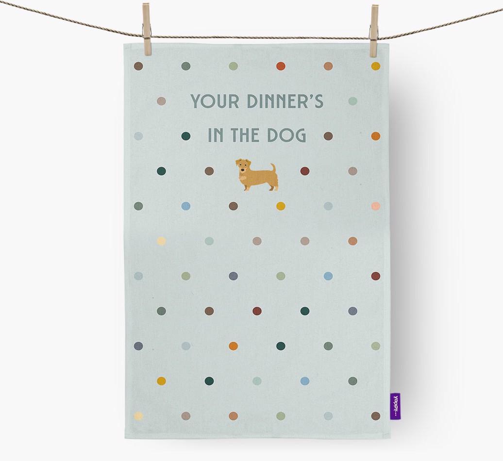 ‘Your Dinner's in The Dog’ - Dish Towel with {breedFullName} Icon