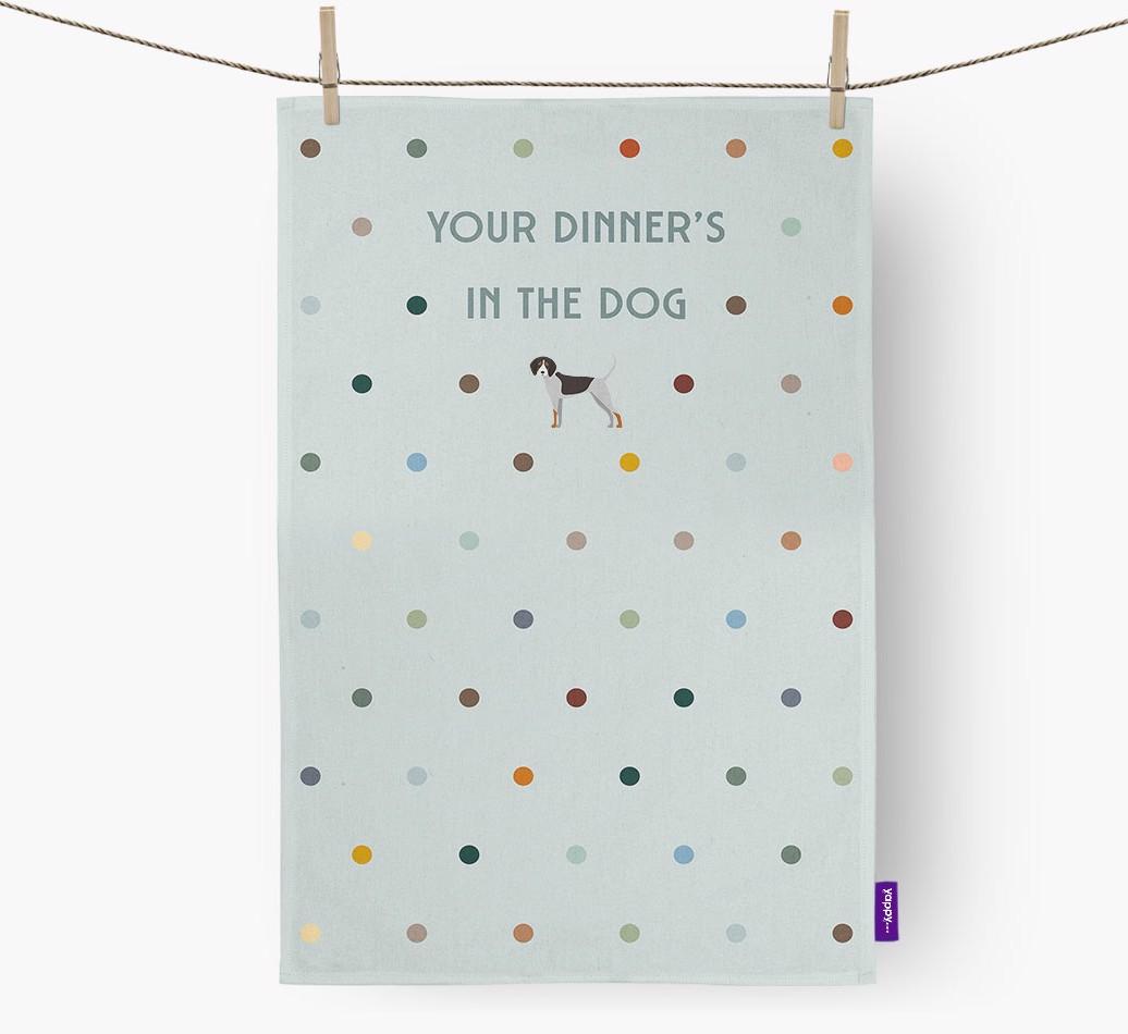 ‘Your Dinner's in The Dog’ - Dish Towel with {breedFullName} Icon