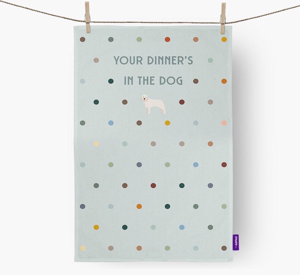 ‘Your Dinner's in The Dog’ - Dish Towel with {breedFullName} Icon