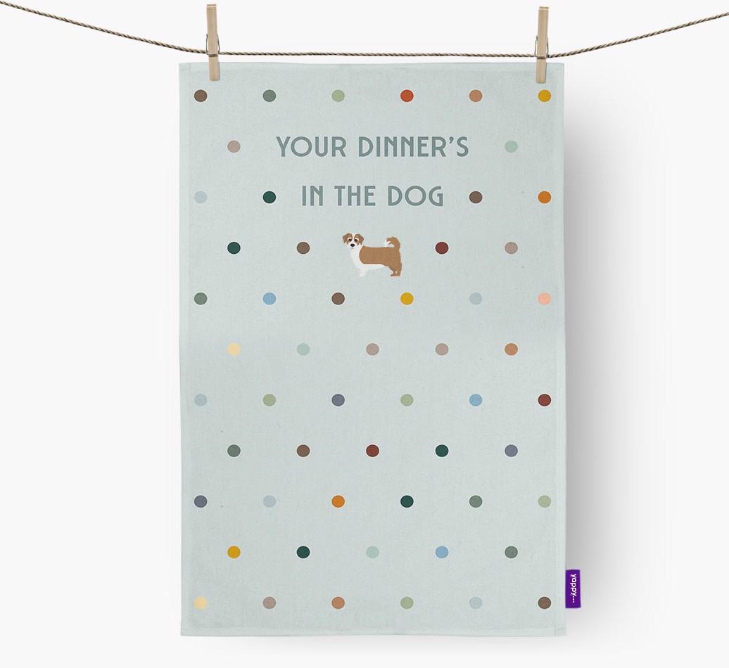 ‘Your Dinner's in The Dog’ - Dish Towel with {breedFullName} Icon
