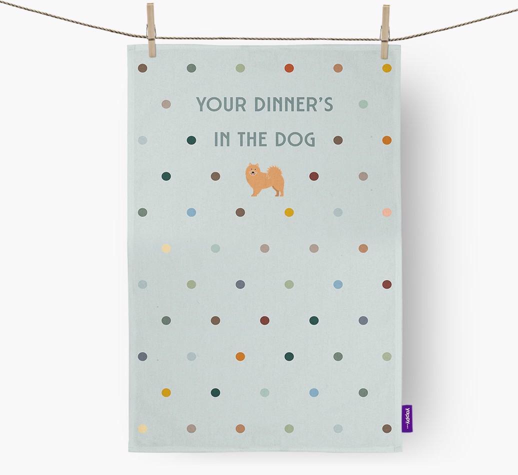 ‘Your Dinner's in The Dog’ - Dish Towel with {breedFullName} Icon