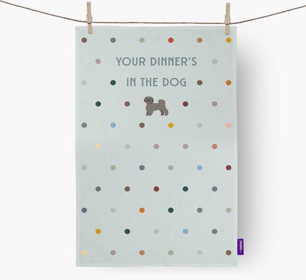 ‘Your Dinner's in The Dog’ - Dish Towel with {breedFullName} Icon