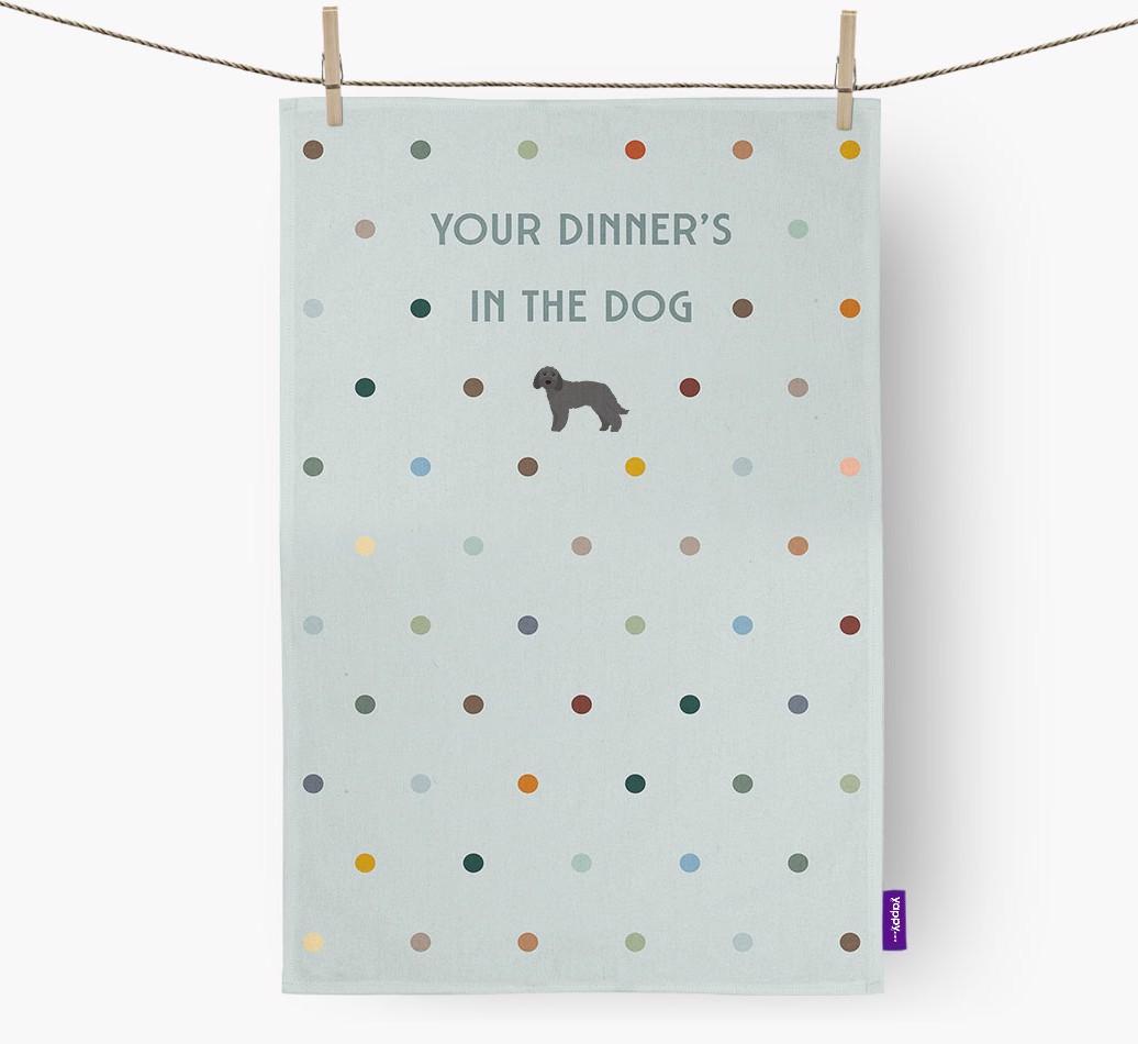 ‘Your Dinner's in The Dog’ - Dish Towel with {breedFullName} Icon