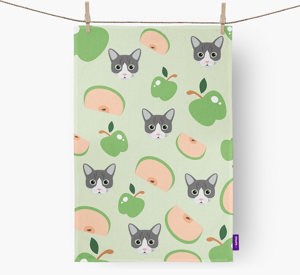 'Fruit Pattern' - Personalised {breedFullName} Tea Towel