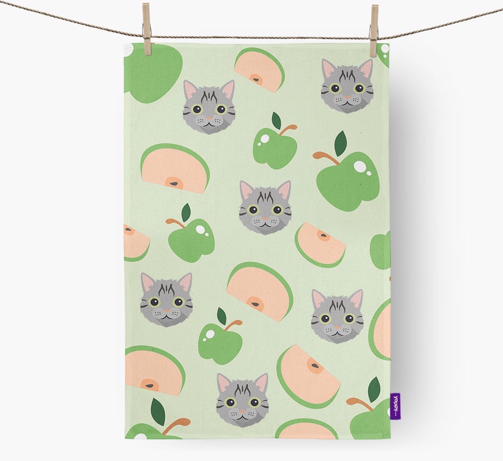 'Fruit Pattern' - Personalised {breedFullName} Tea Towel