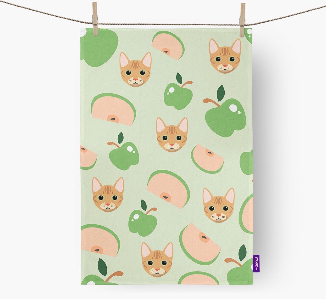 'Fruit Pattern' - Personalised {breedFullName} Tea Towel