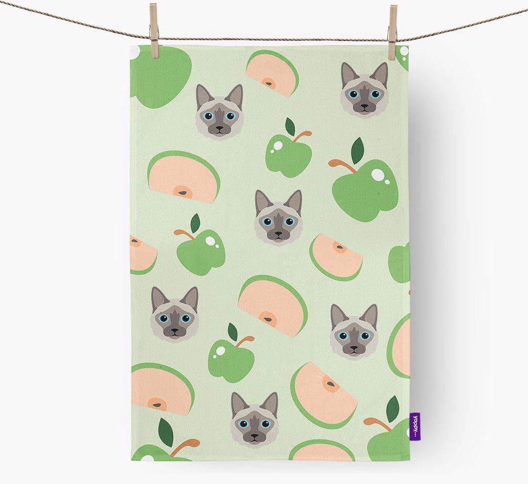 'Fruit Pattern' - Personalised {breedFullName} Tea Towel