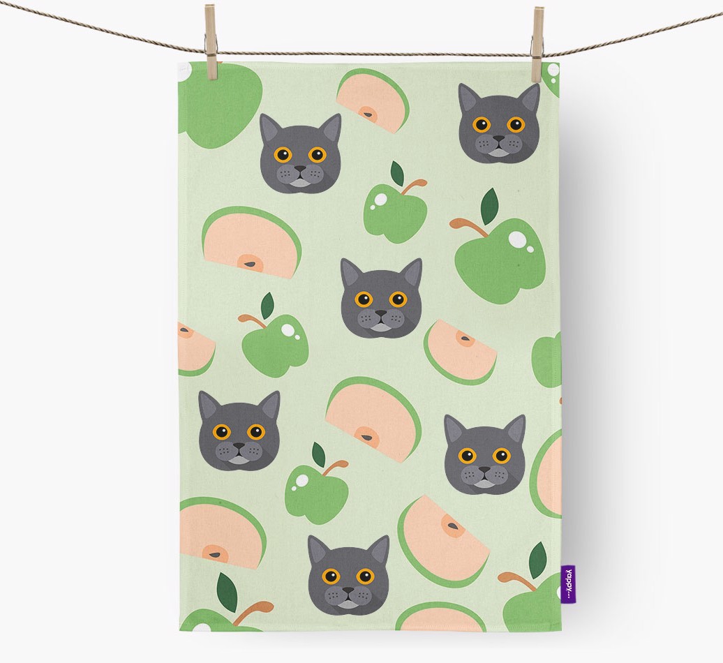 'Fruit Pattern' - Personalised {breedFullName} Tea Towel