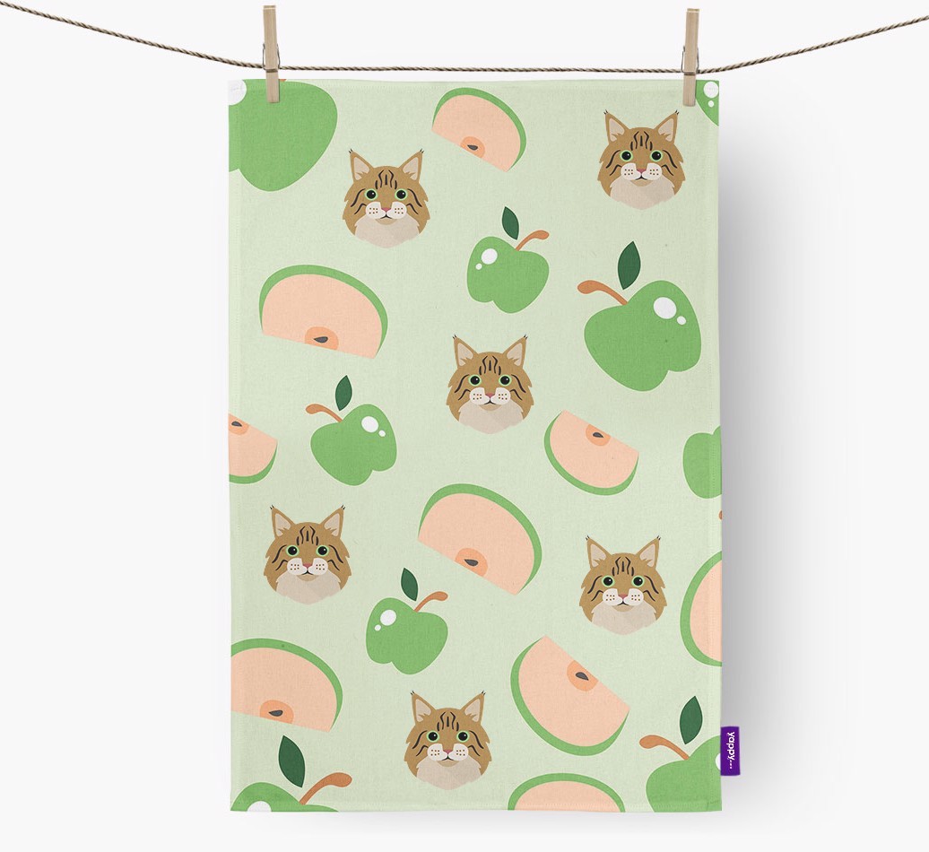 'Fruit Pattern' - Personalised {breedFullName} Tea Towel