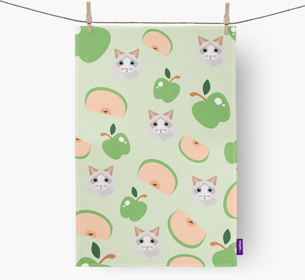 'Fruit Pattern' - Personalised {breedFullName} Tea Towel