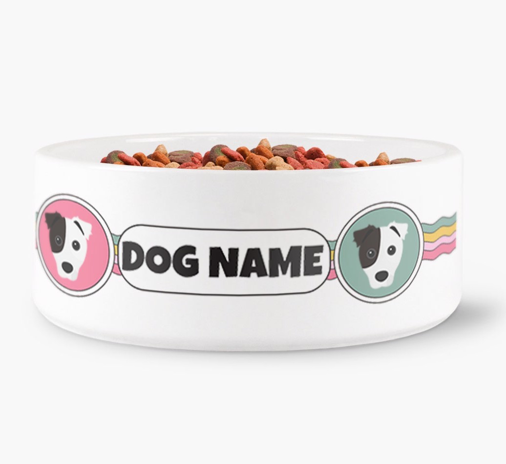 Rainbow Waves - Personalised Dog Bowl for your {breedFullName}