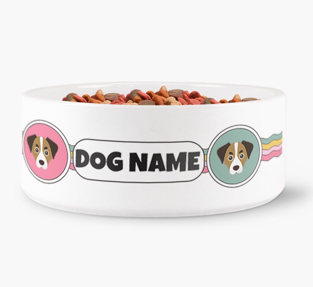 Rainbow Waves - Personalised Dog Bowl for your {breedFullName}
