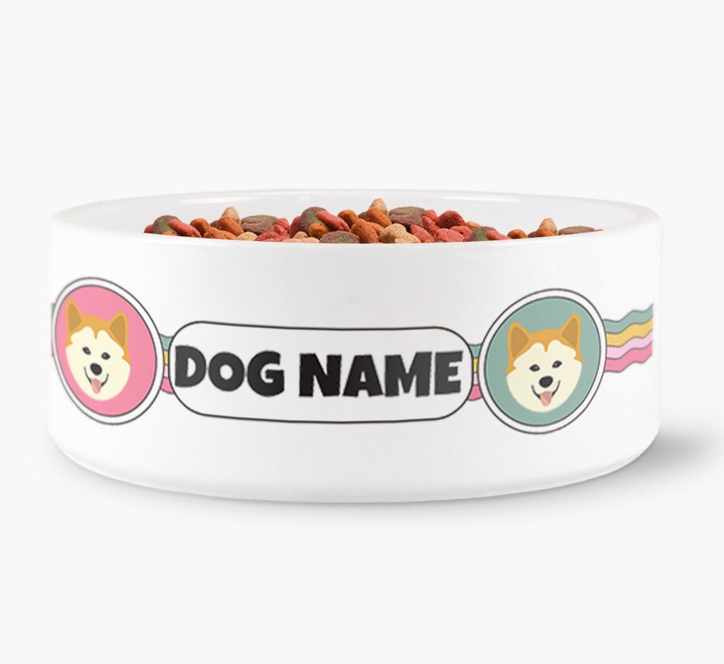 Rainbow Waves - Personalised Dog Bowl for your {breedFullName}