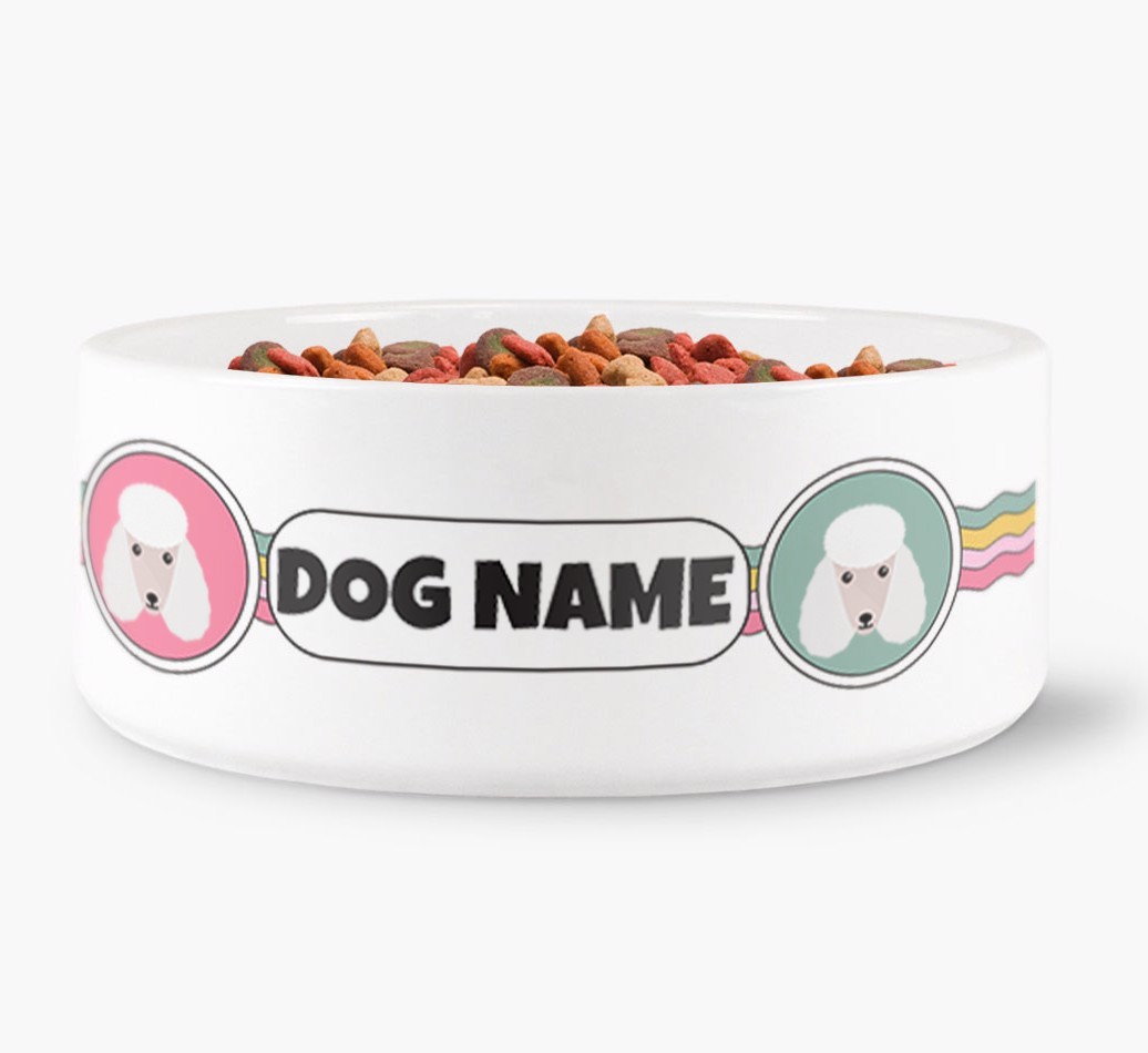 Rainbow Waves - Personalised Dog Bowl for your {breedFullName}