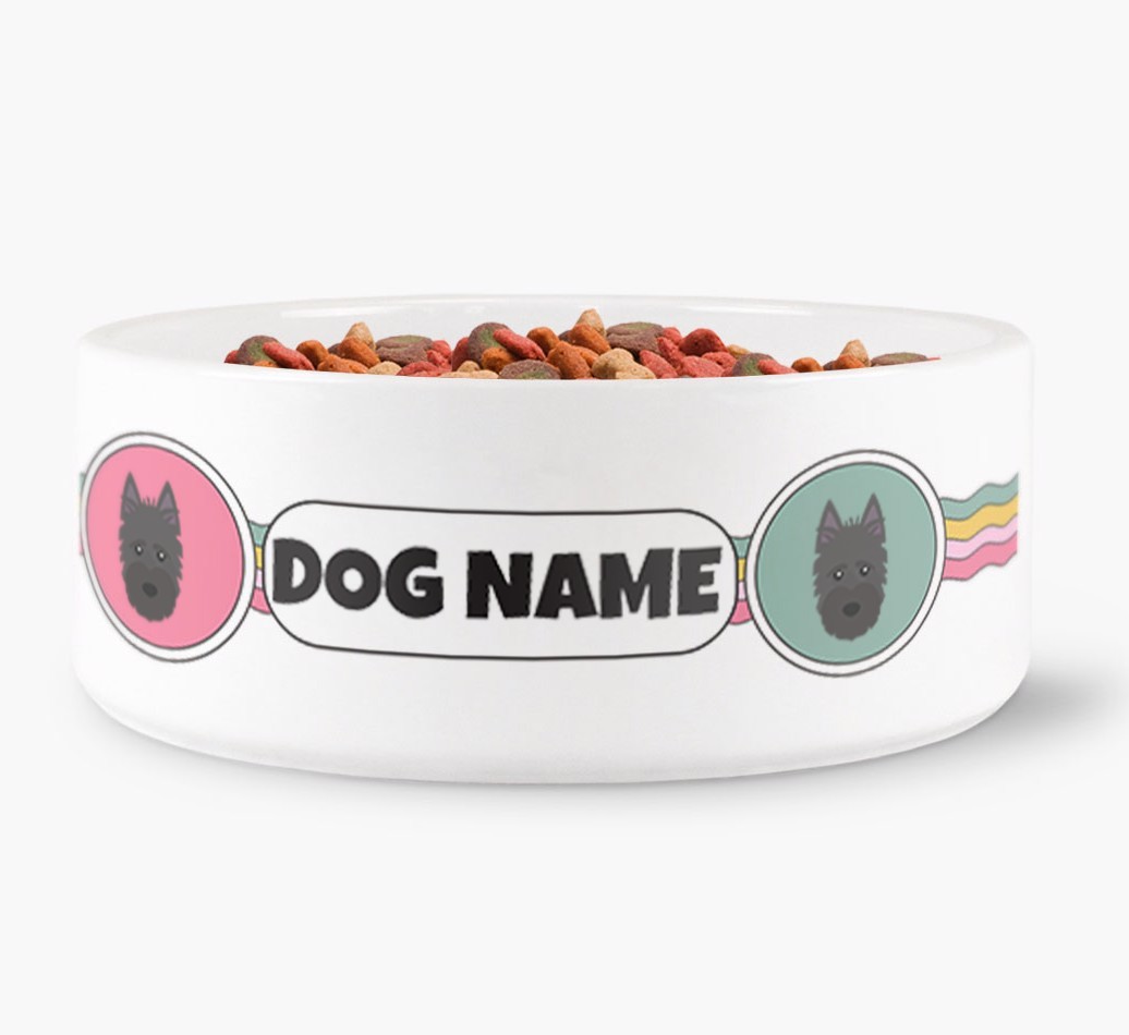 Rainbow Waves - Personalised Dog Bowl for your {breedFullName}