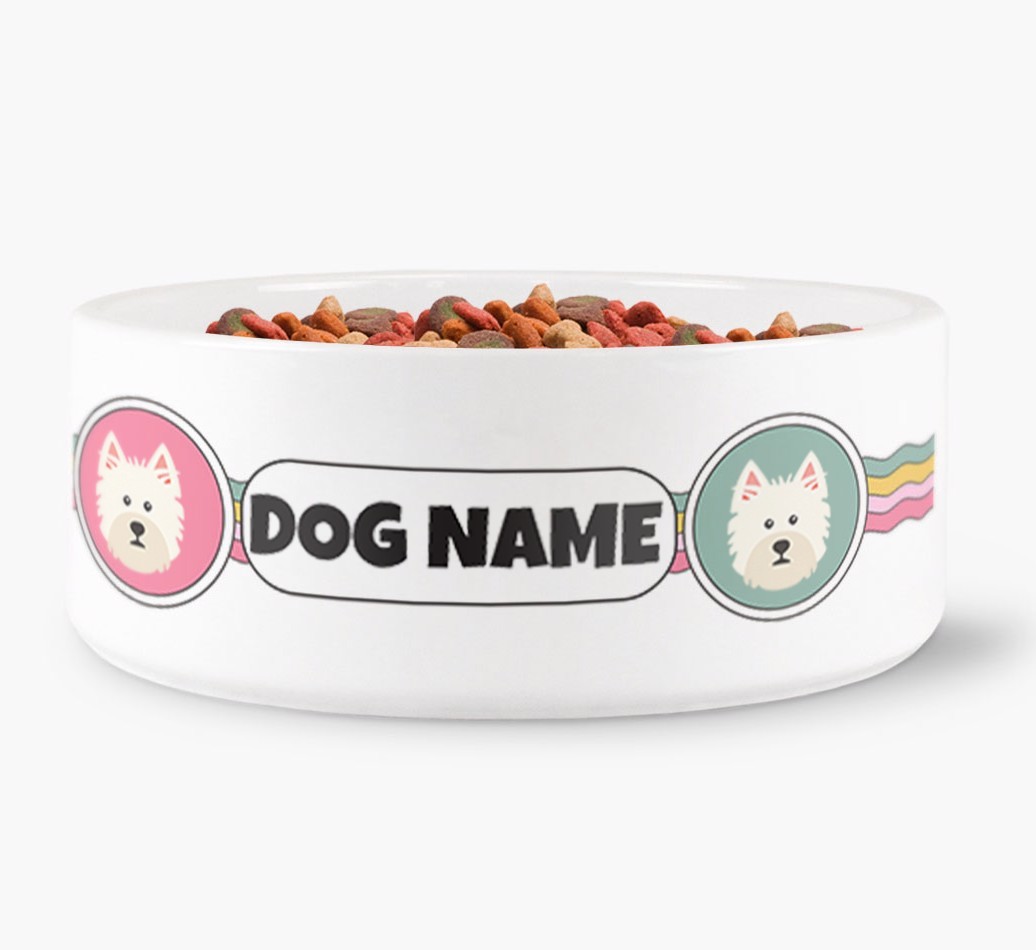 Rainbow Waves - Personalised Dog Bowl for your {breedFullName}