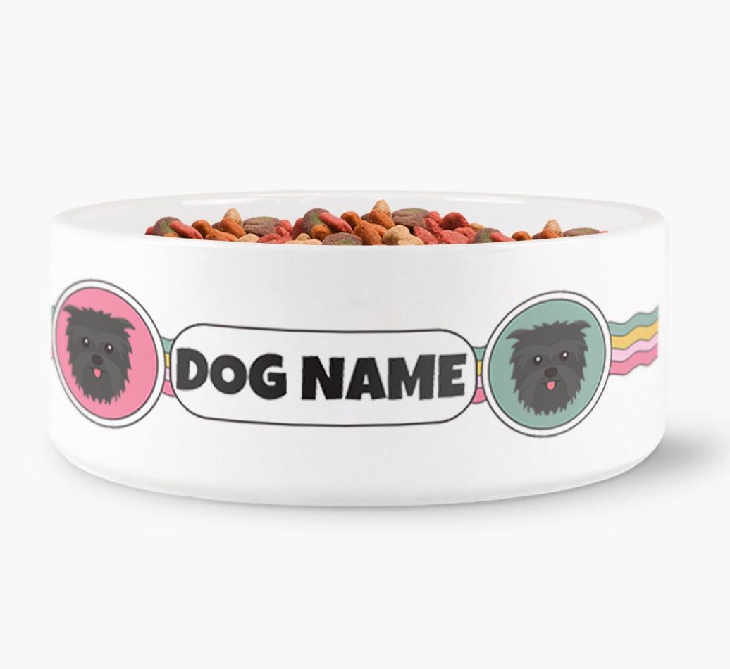 Rainbow Waves - Personalized Dog Bowl for your {breedFullName}