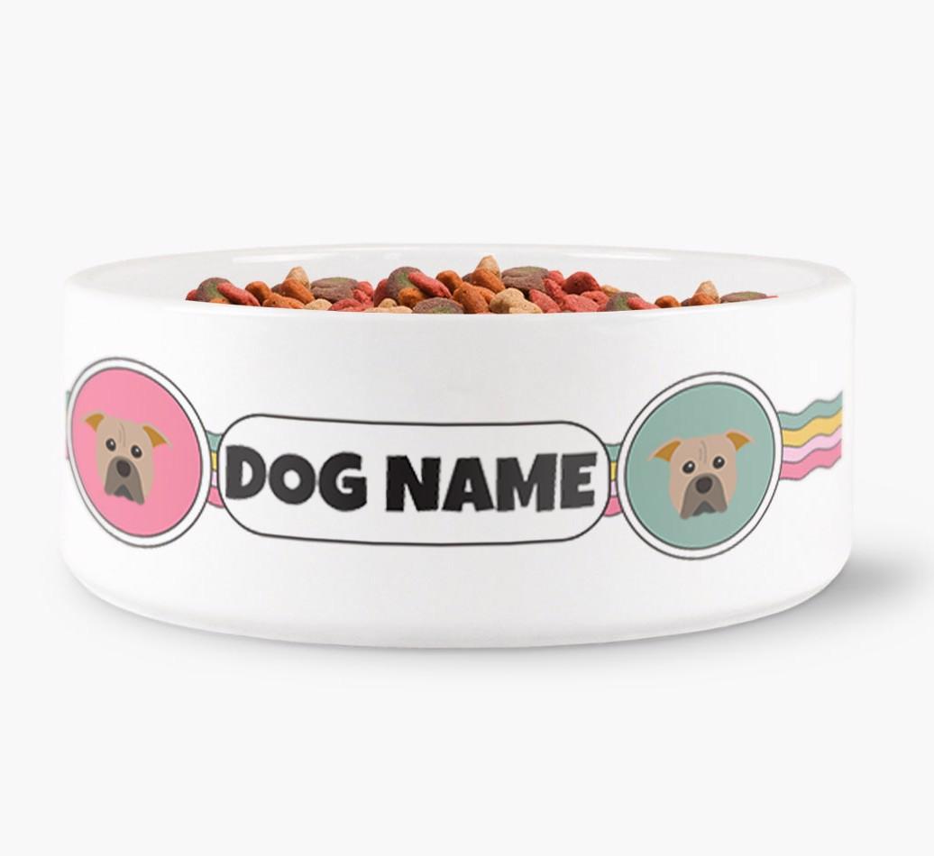 Rainbow Waves - Personalized Dog Bowl for your {breedFullName}