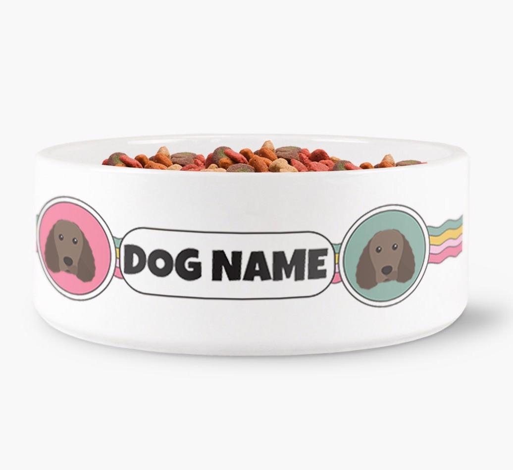 Rainbow Waves - Personalized Dog Bowl for your {breedFullName}