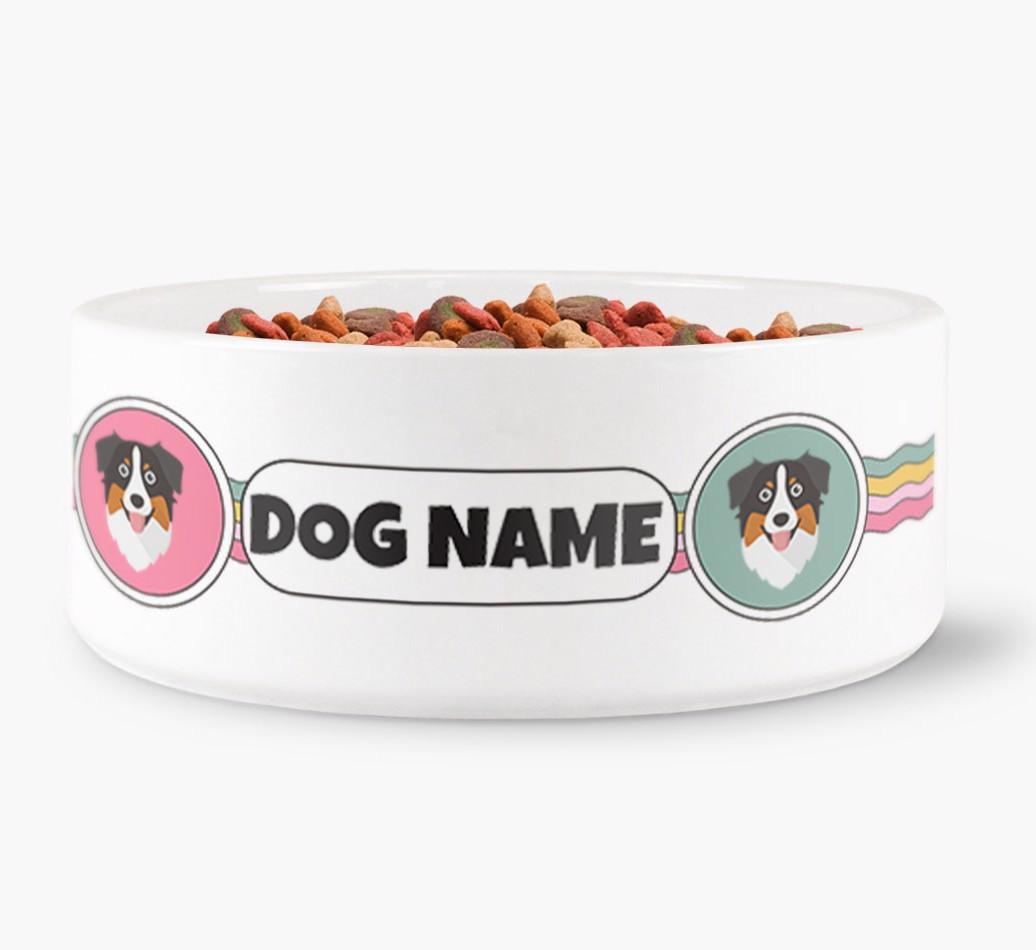 Rainbow Waves - Personalized Dog Bowl for your {breedFullName}