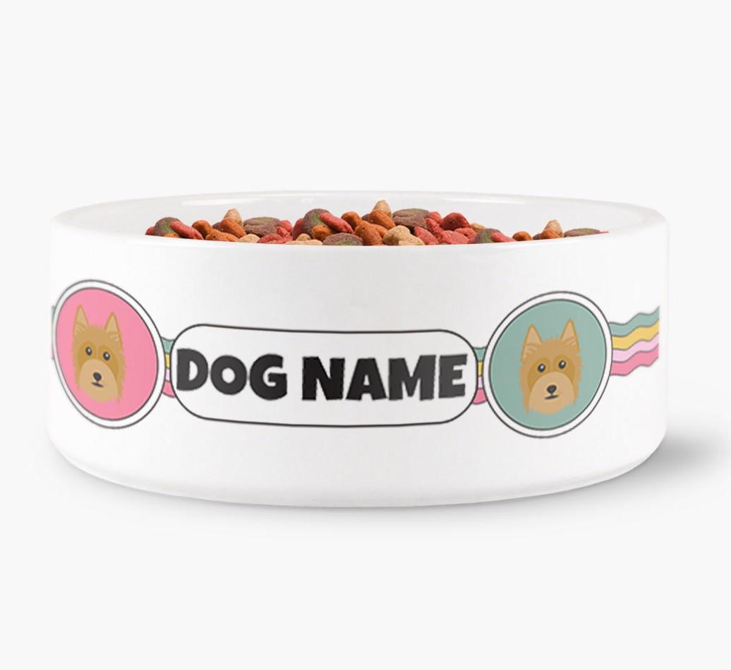 Rainbow Waves - Personalized Dog Bowl for your {breedFullName}
