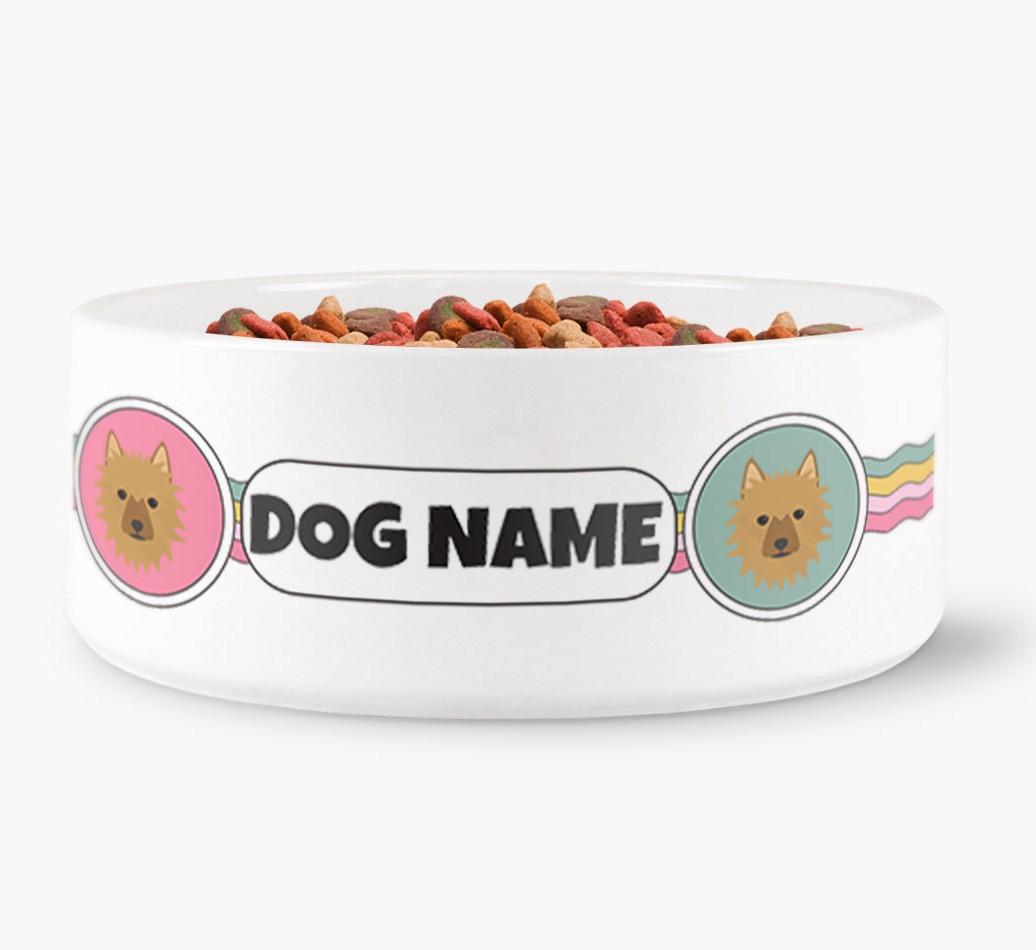 Rainbow Waves - Personalized Dog Bowl for your {breedFullName}