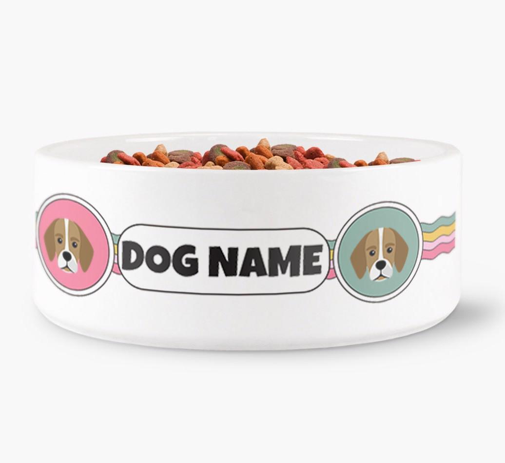 Rainbow Waves - Personalized Dog Bowl for your {breedFullName}