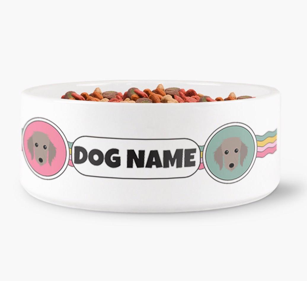 Rainbow Waves - Personalized Dog Bowl for your {breedFullName}