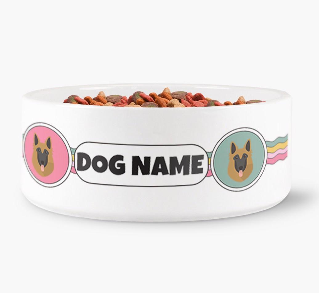 Rainbow Waves - Personalized Dog Bowl for your {breedFullName}