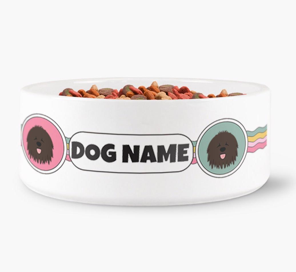 Rainbow Waves - Personalized Dog Bowl for your {breedFullName}