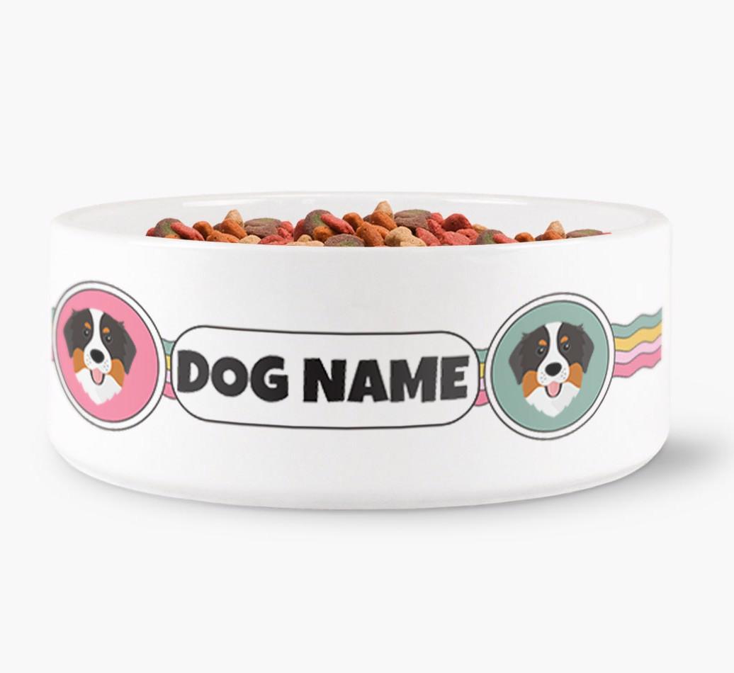 Rainbow Waves - Personalized Dog Bowl for your {breedFullName}
