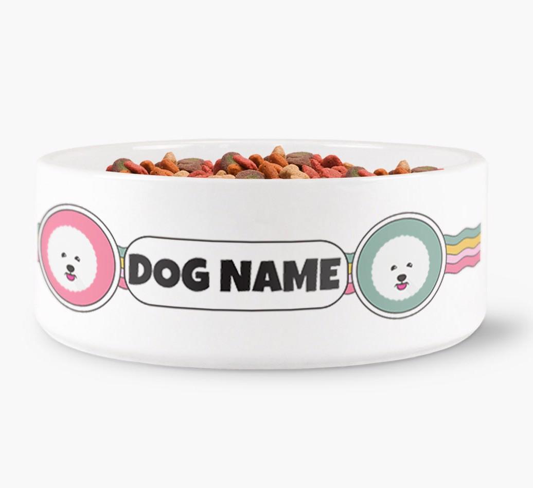 Rainbow Waves - Personalized Dog Bowl for your {breedFullName}