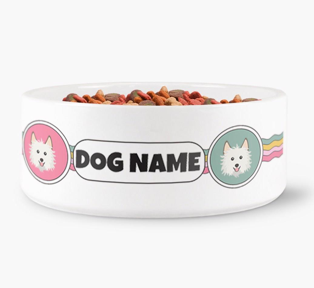 Rainbow Waves - Personalized Dog Bowl for your {breedFullName}