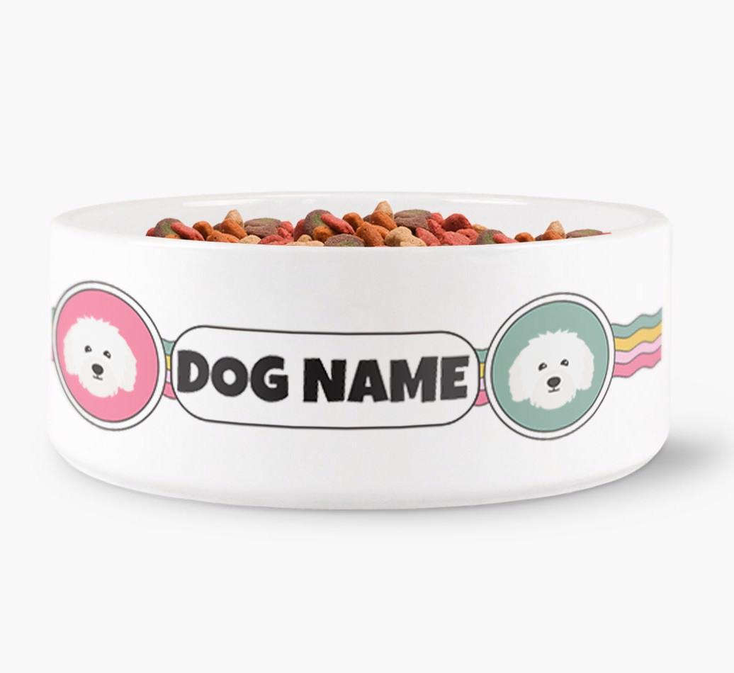 Rainbow Waves - Personalized Dog Bowl for your {breedFullName}