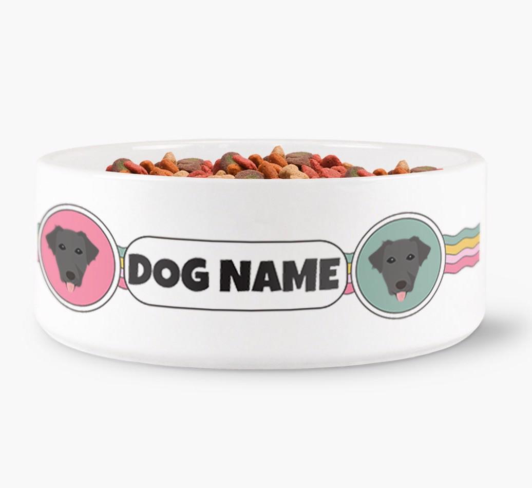Rainbow Waves - Personalized Dog Bowl for your {breedFullName}