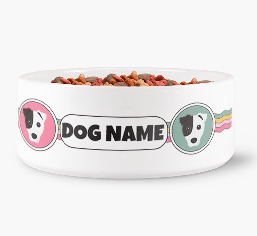 Rainbow Waves - Personalized Dog Bowl for your {breedFullName}