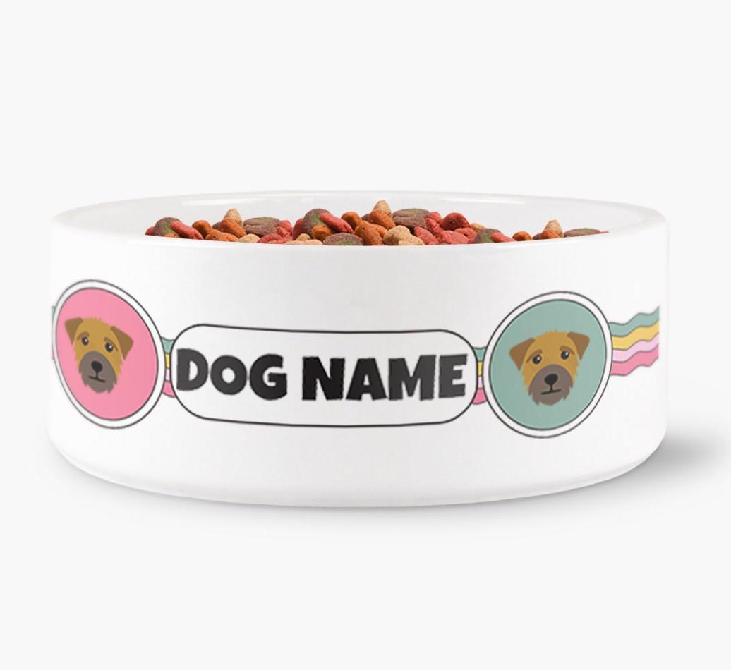 Rainbow Waves - Personalized Dog Bowl for your {breedFullName}
