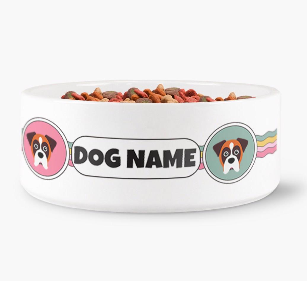 Rainbow Waves - Personalized Dog Bowl for your {breedFullName}