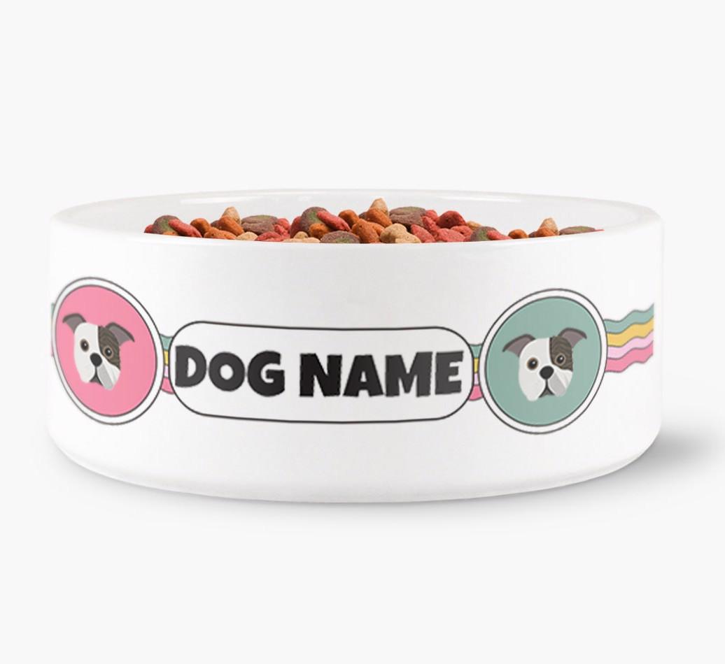 Rainbow Waves - Personalized Dog Bowl for your {breedFullName}