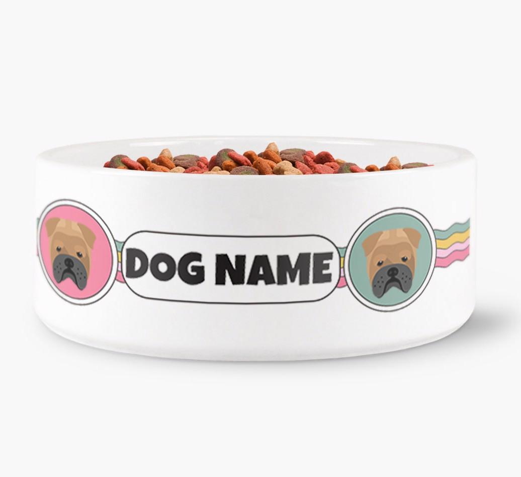Rainbow Waves - Personalized Dog Bowl for your {breedFullName}