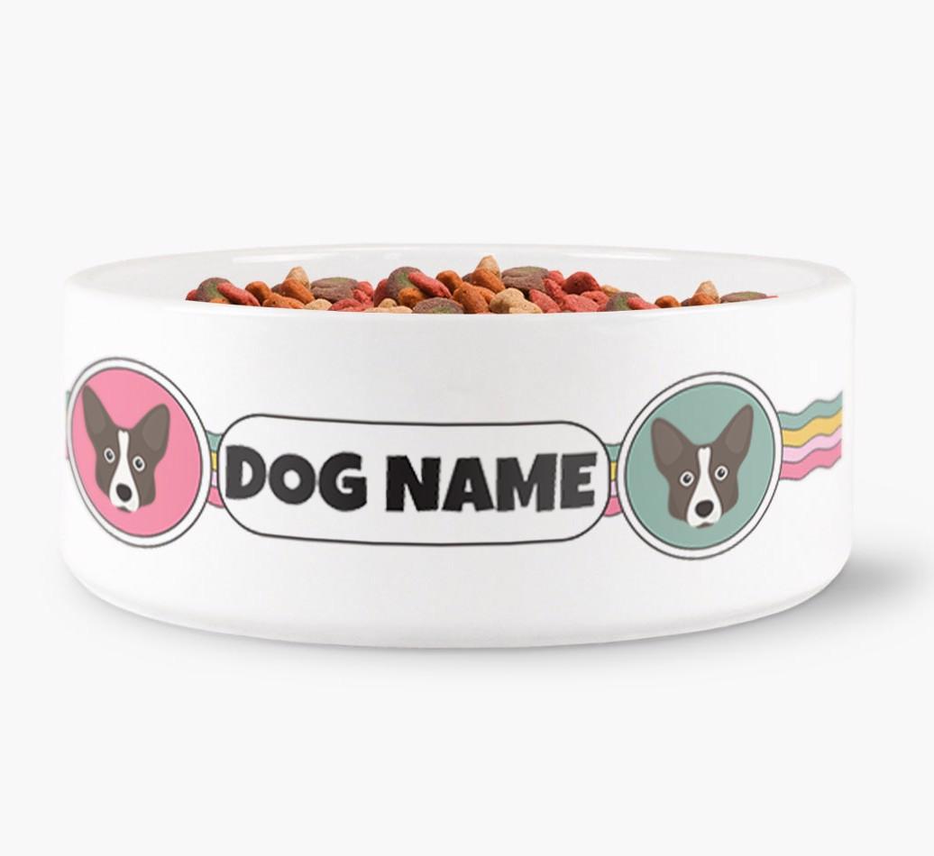 Rainbow Waves - Personalized Dog Bowl for your {breedFullName}