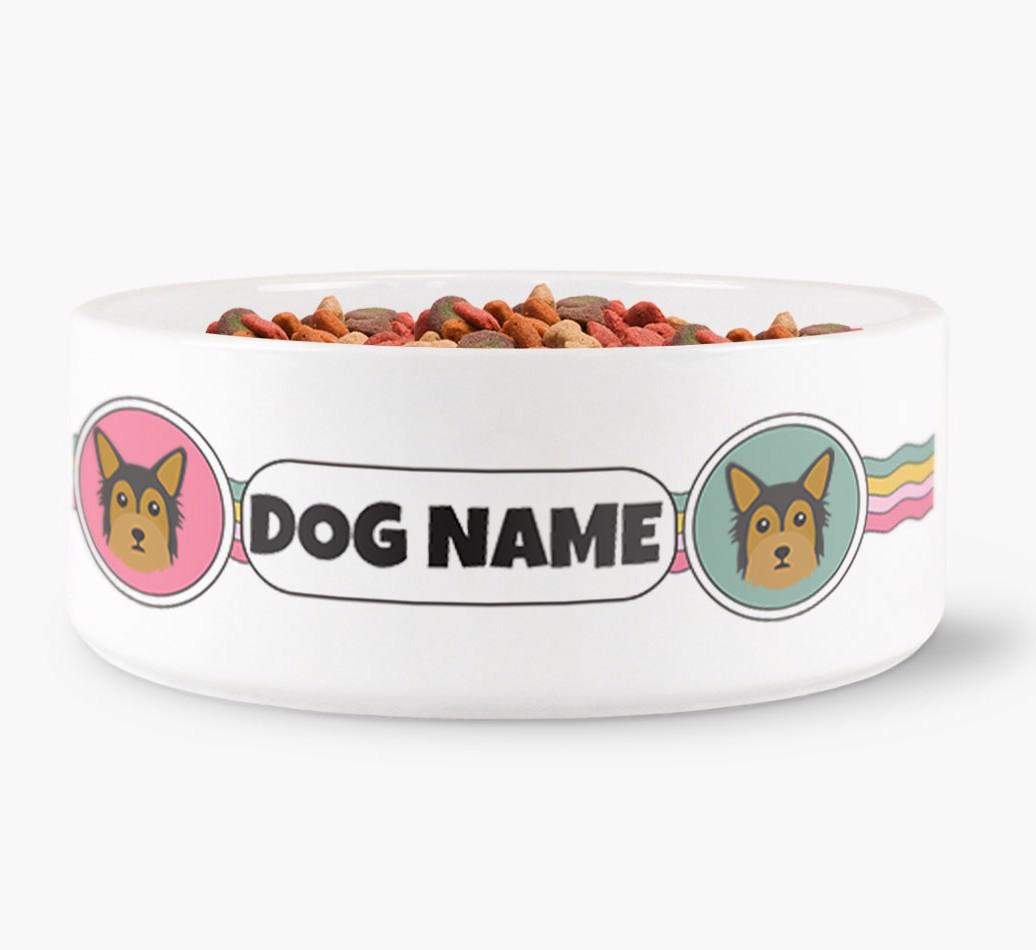 Rainbow Waves - Personalized Dog Bowl for your {breedFullName}