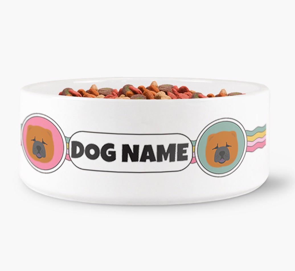 Rainbow Waves - Personalized Dog Bowl for your {breedFullName}