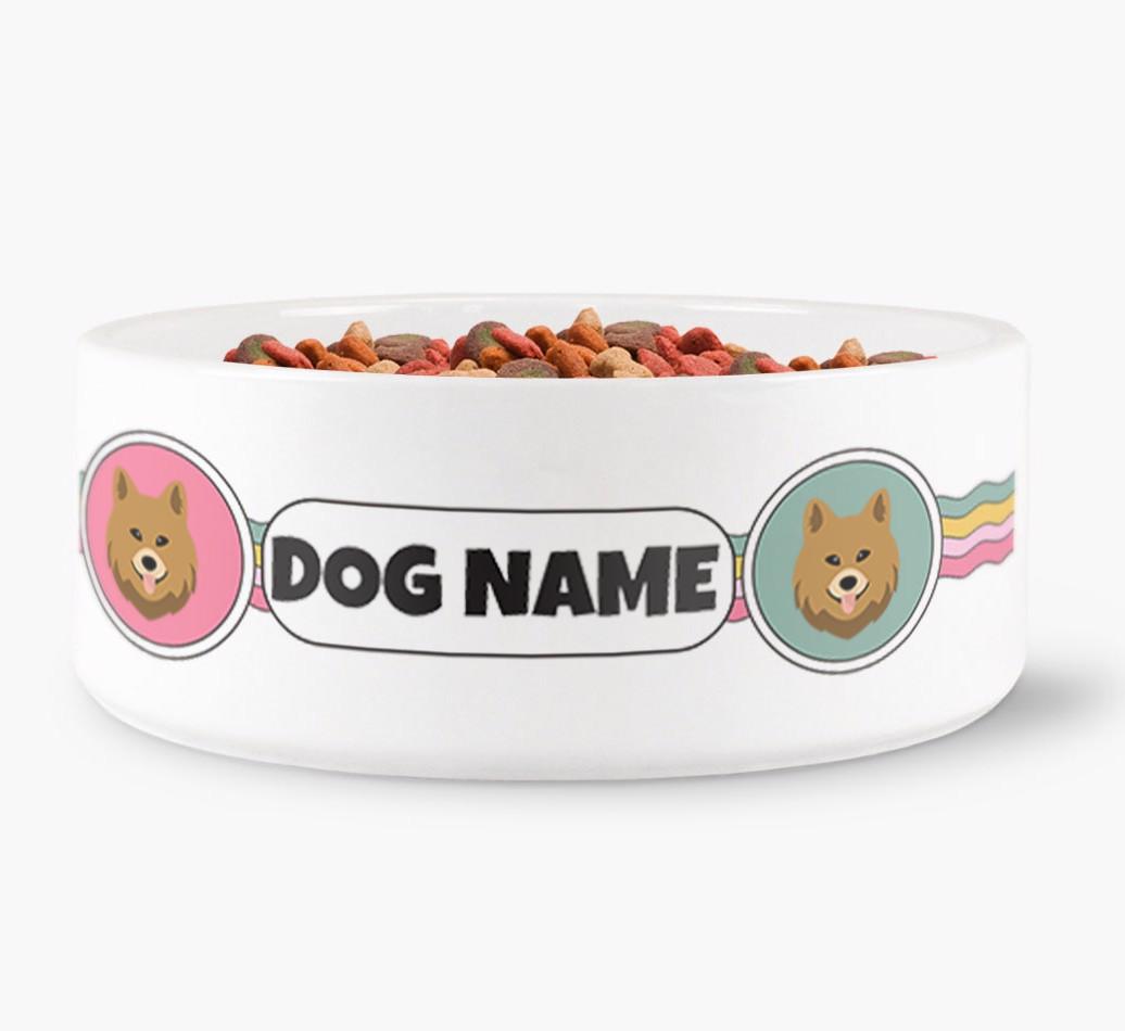Rainbow Waves - Personalized Dog Bowl for your {breedFullName}