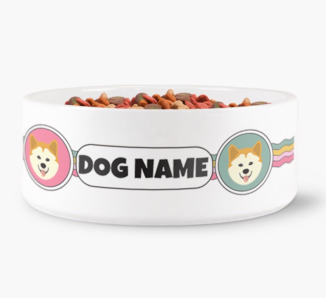 Rainbow Waves - Personalized Dog Bowl for your {breedFullName}
