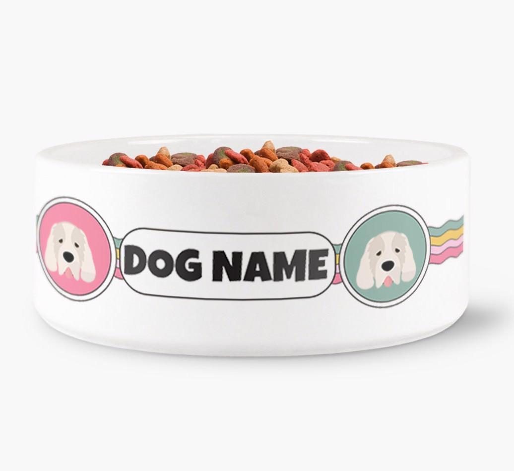 Rainbow Waves - Personalized Dog Bowl for your {breedFullName}