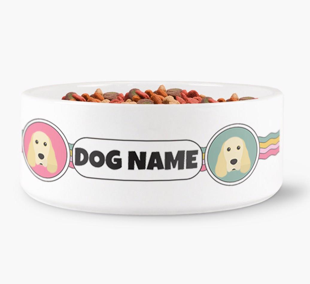 Rainbow Waves - Personalized Dog Bowl for your {breedFullName}